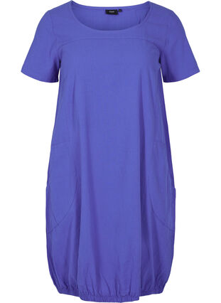 Short-sleeved cotton dress, Dazzling Blue, Packshot image number 0