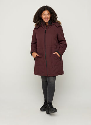 Winter jacket with zip and pockets, Fudge, Model image number 4