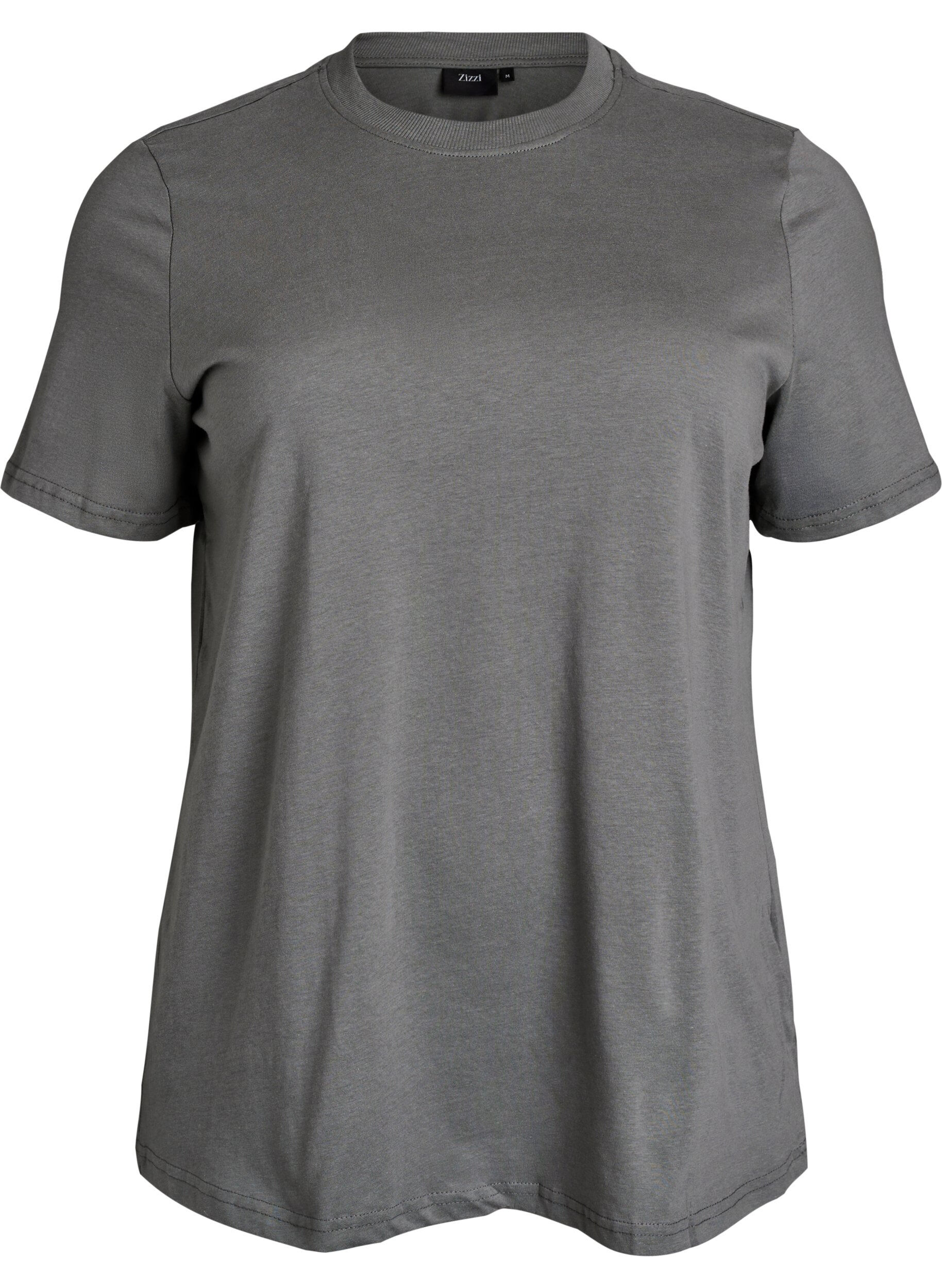 Zizzifashion Basic cotton T-shirt with round neck, Grey, Packshot image number 0