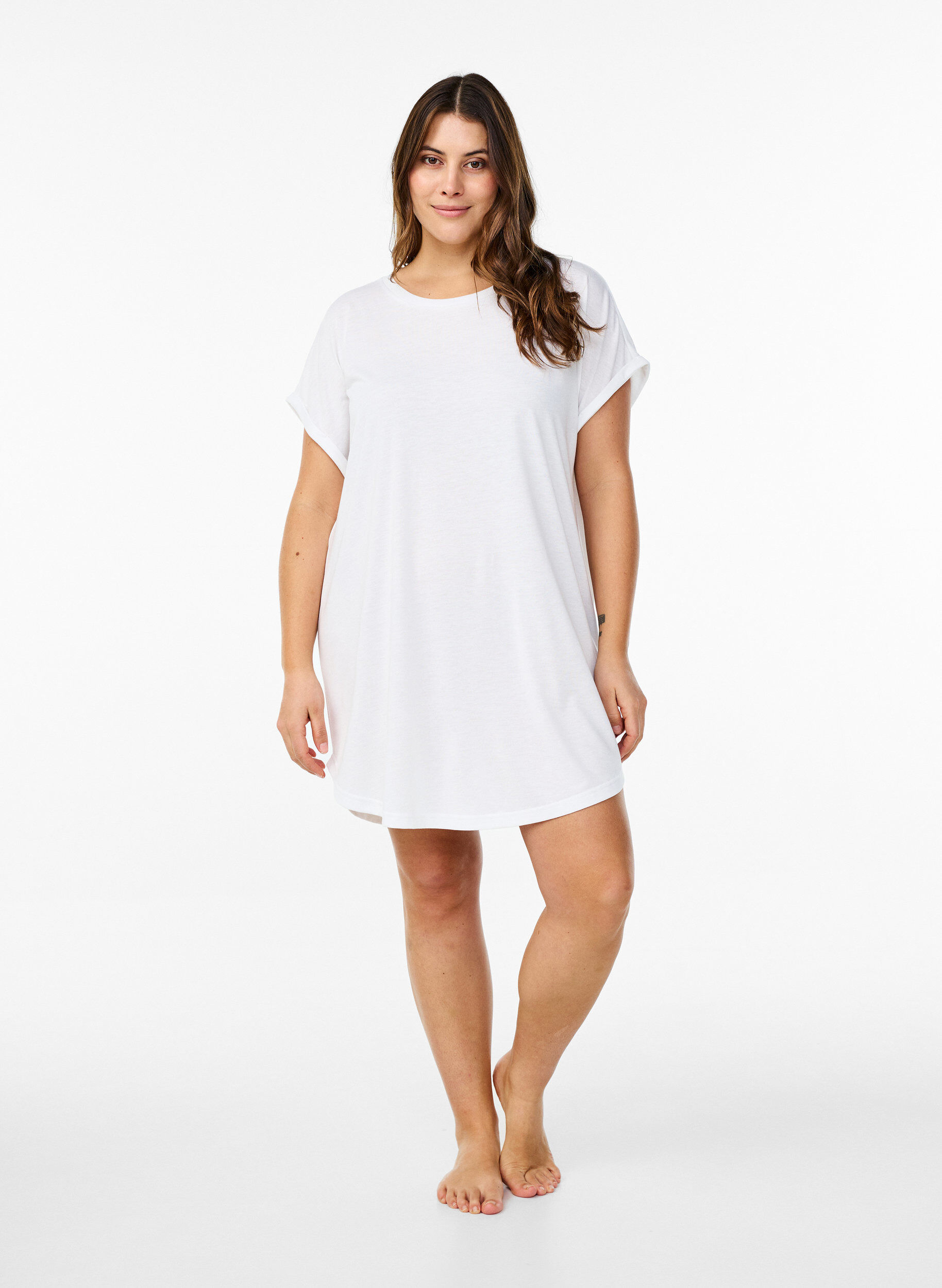 Zizzifashion Short sleeve nightgown with text print, , Model image number 1