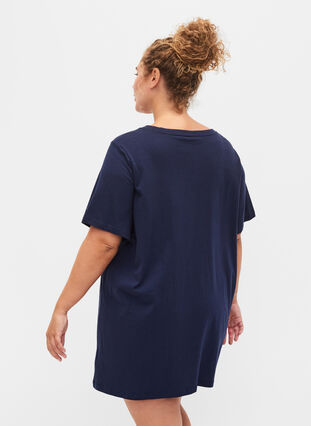 Oversized night t-shirt in organic cotton, Peacoat W. relaxed, Model image number 1