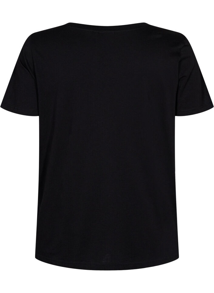 Sports t-shirt with print, Black w. Pink A, Packshot image number 1