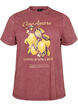 Cotton T-shirt with front print and a washed look, Red, Packshot image number 0