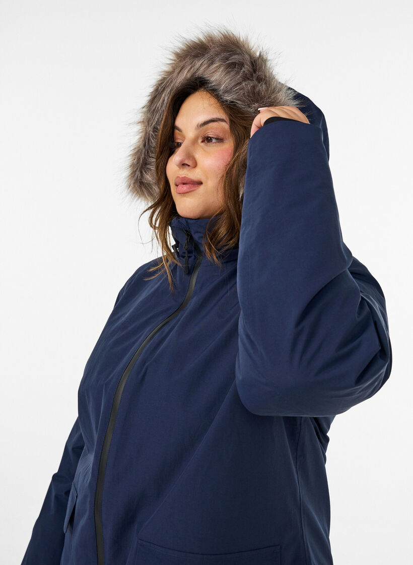 Waterproof hooded parka, Blue, Model image number 3