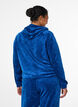 Hooded velour cardigan with pockets, Blue, Model image number 2