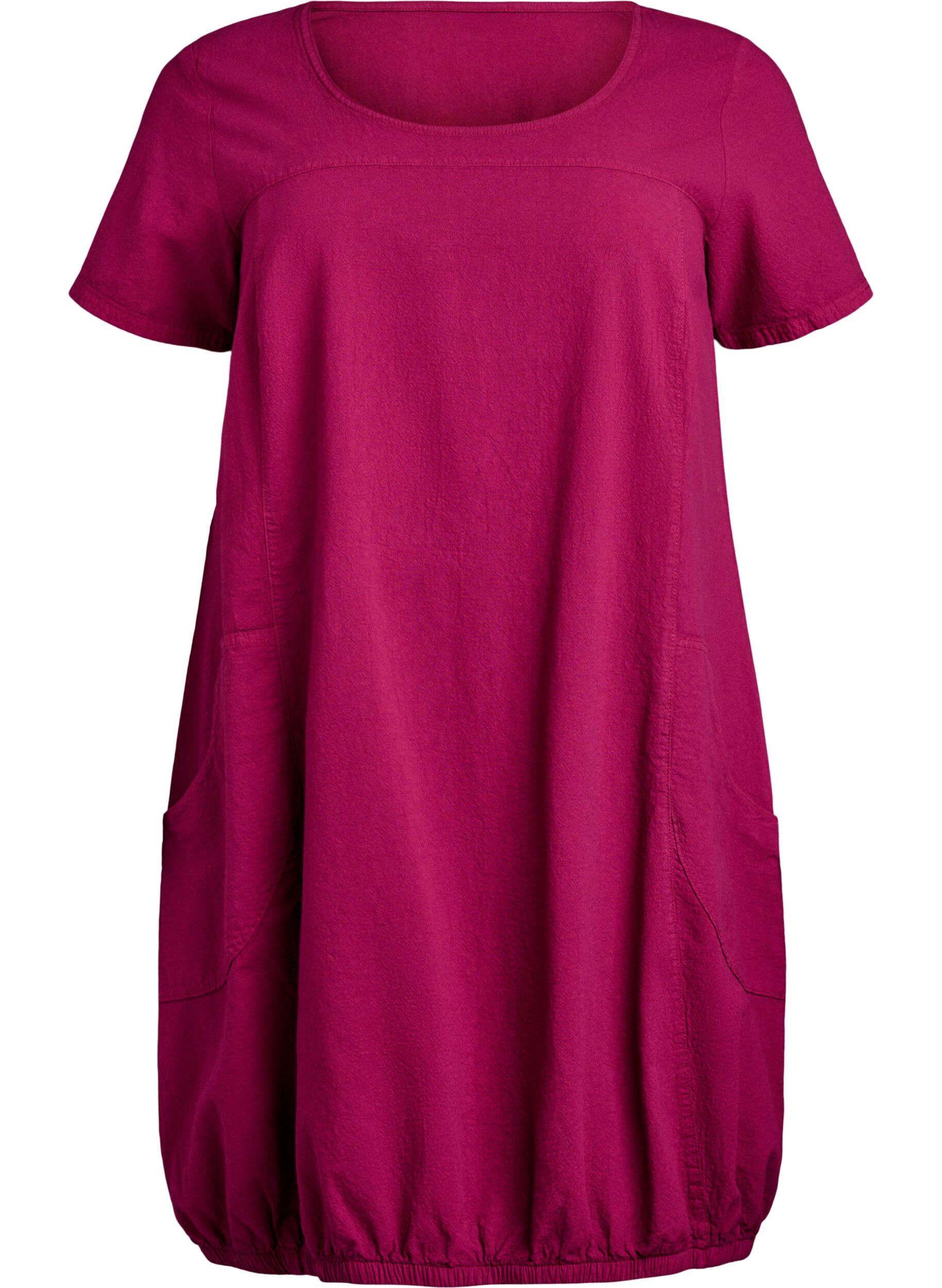 Zizzifashion Short sleeve cotton dress, Red, Packshot image number 0