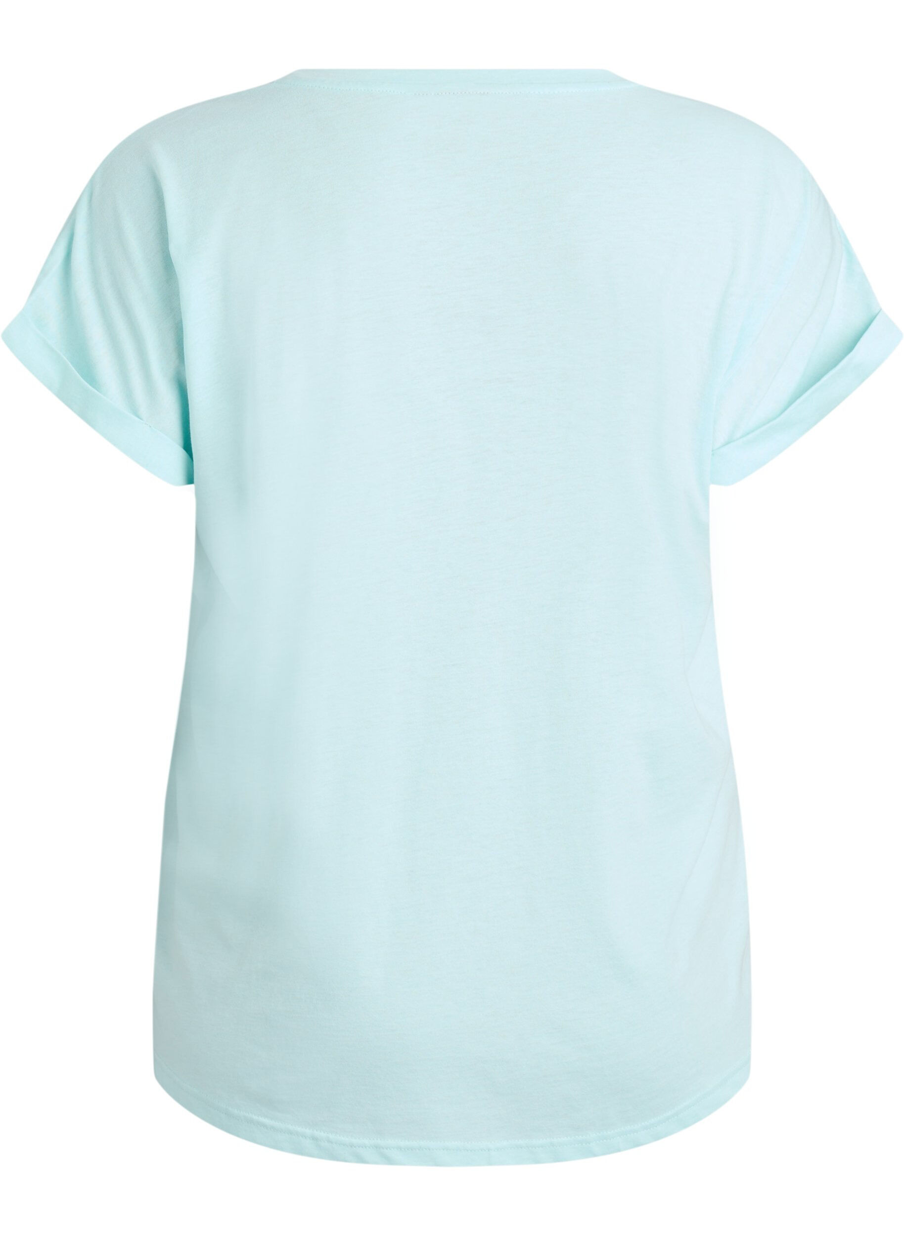 Zizzifashion Short-sleeved cotton blend t-shirt, Turquoise, Packshot image number 1