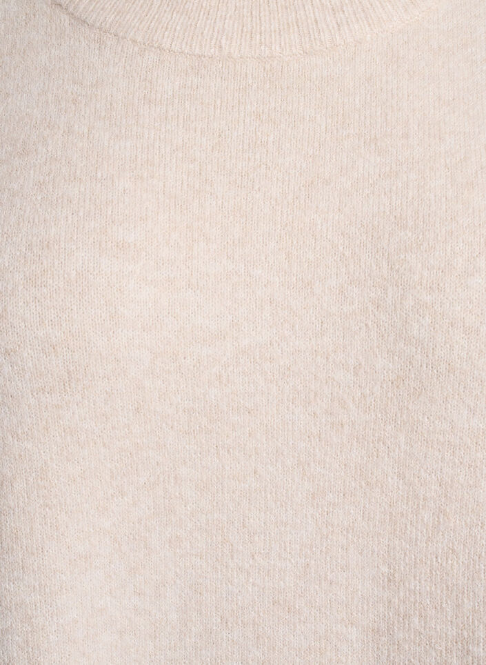 Knitted dress with 3/4 sleeves and a round neck, P. Stone White Mel., Packshot image number 2