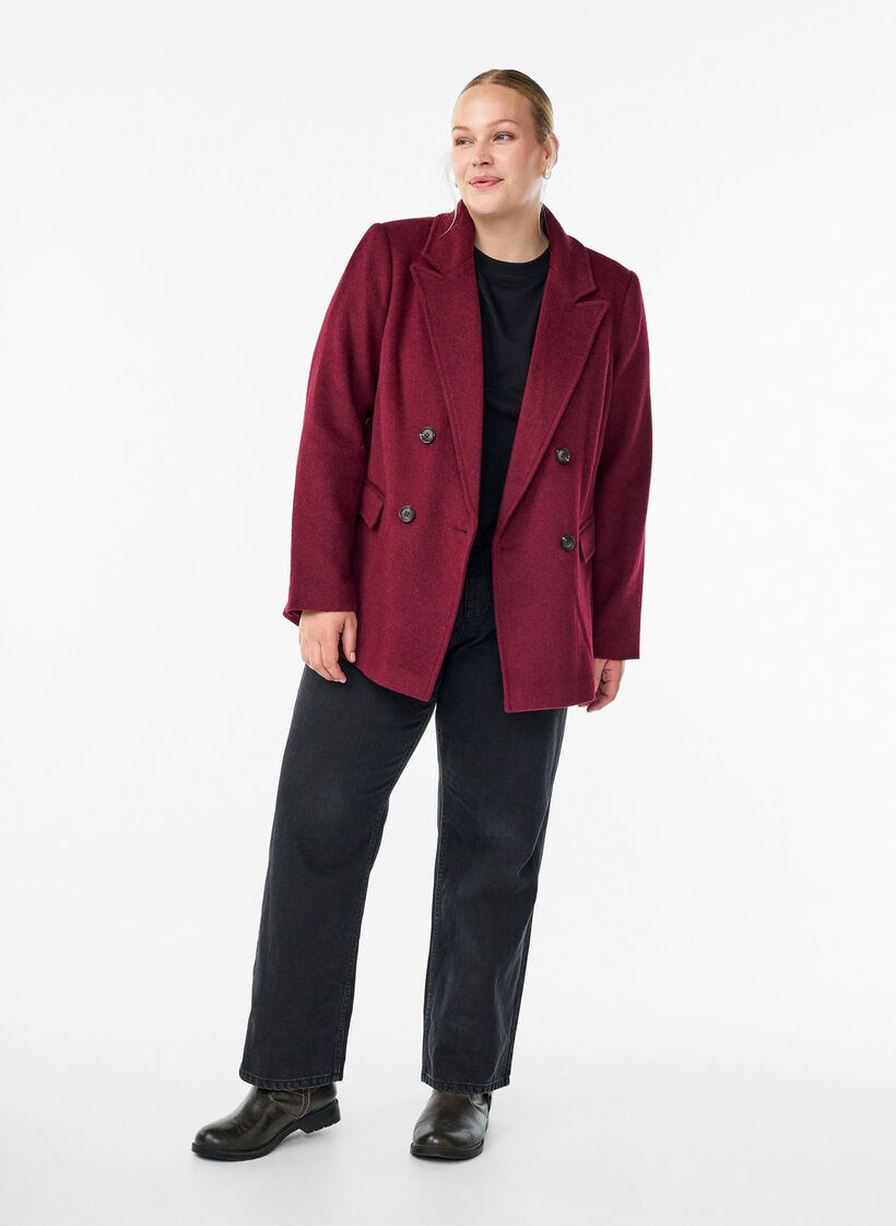 Blazer with double-breasted closure and classic lapels, Red, Model image number 1
