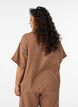 Cotton muslin blouse with short sleeves, Brown, Model image number 2