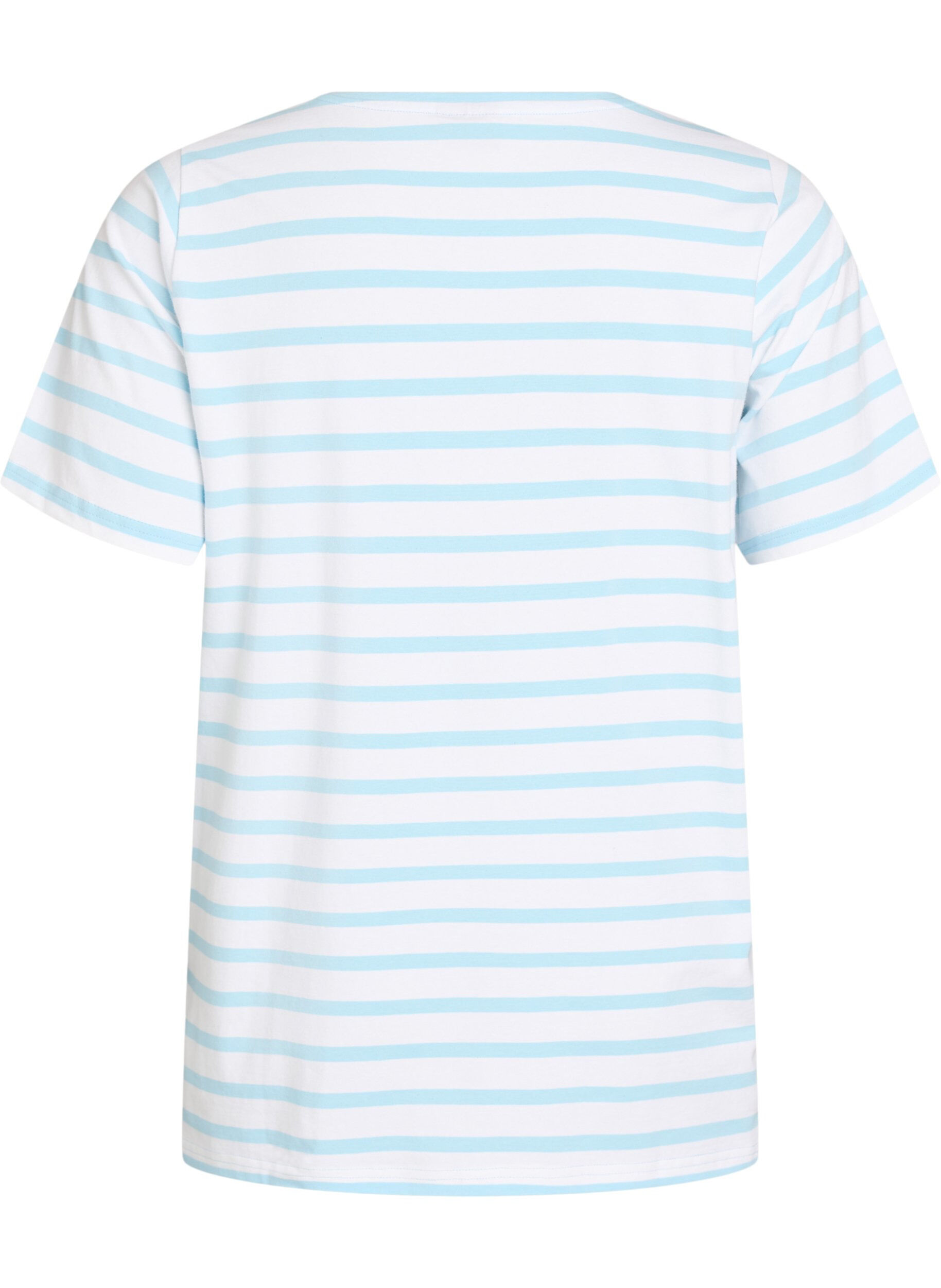 Zizzifashion Striped T-shirt in organic cotton, Light Blue, Packshot image number 1