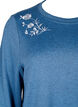 Blouse with floral embroidery and 3/4 sleeves, Copen Blue Melange, Packshot image number 2