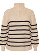 Knitted sweater with high neck and zipper, Vanilla, Packshot image number 0