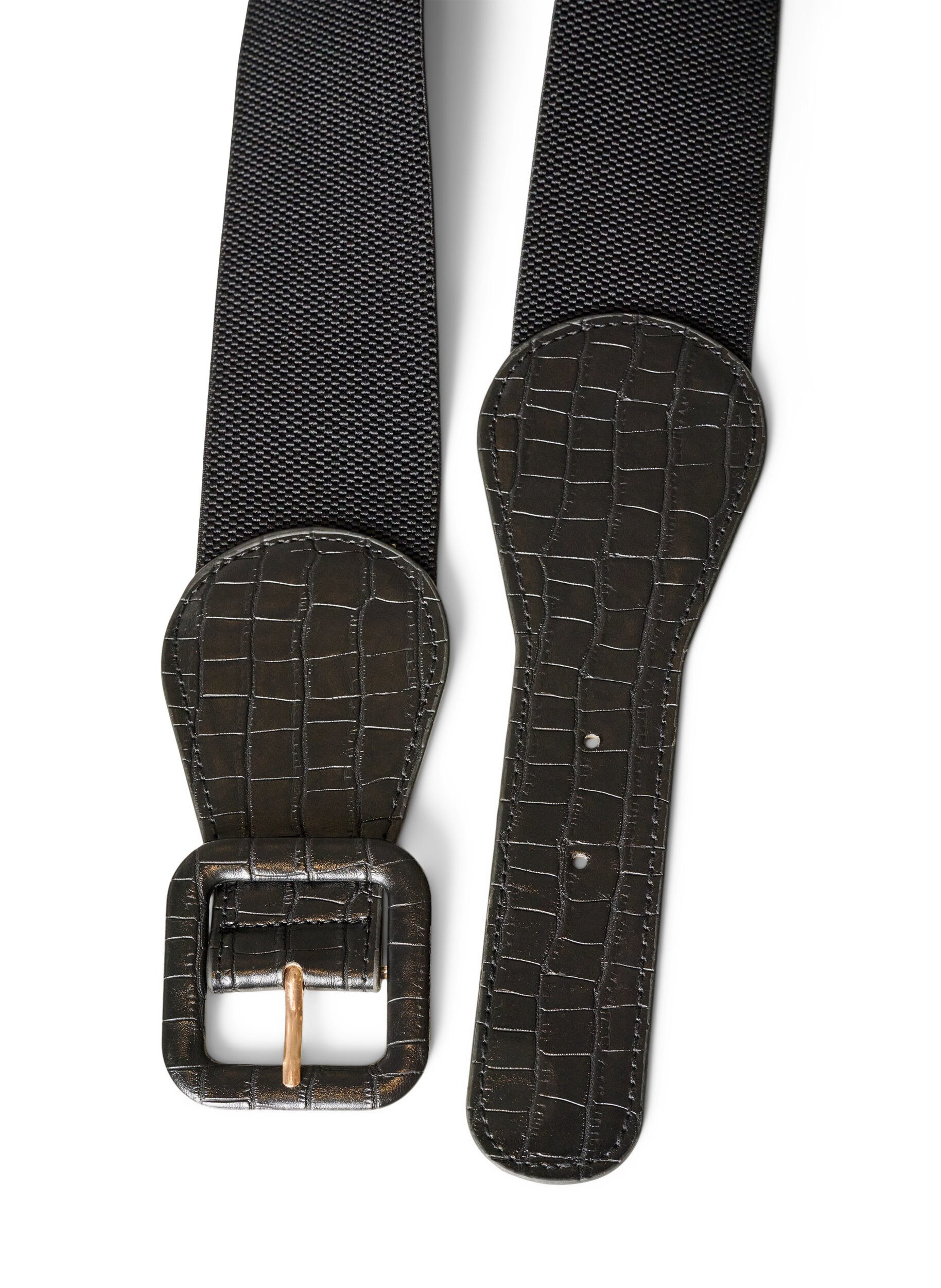 ZizzifashionElastic waist belt with croc detail, Black, Packshot image number 1