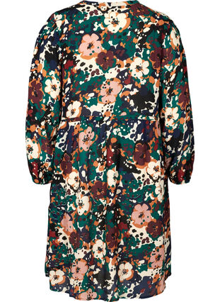 Floral viscose dress with an adjustable waist, Multi Flower AOP, Packshot image number 1