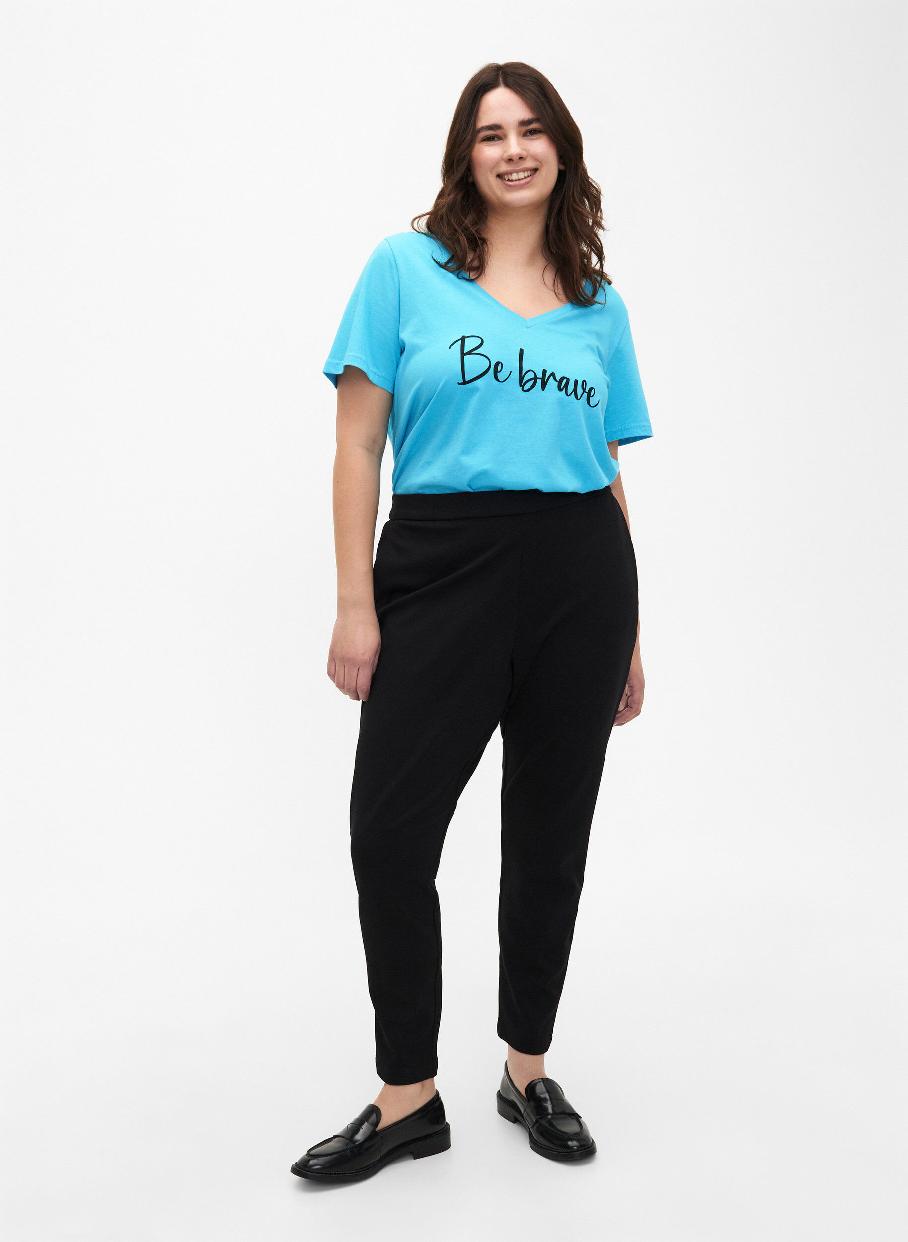 Zizzifashion Cropped trousers with pockets, Black, Model image number 1