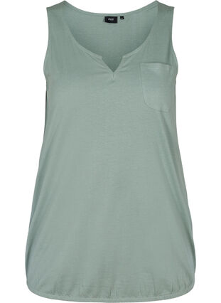 Plain-coloured top in cotton, Chinois Green, Packshot image number 0