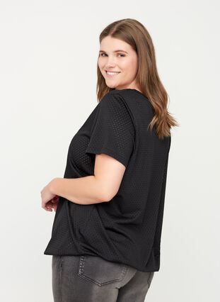 Short-sleeved textured t-shirt, Black, Model image number 1