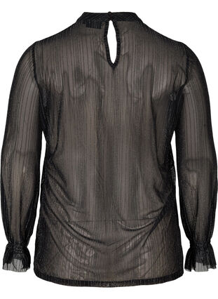 Slightly transparent blouse with lurex, Black w. Silver, Packshot image number 1