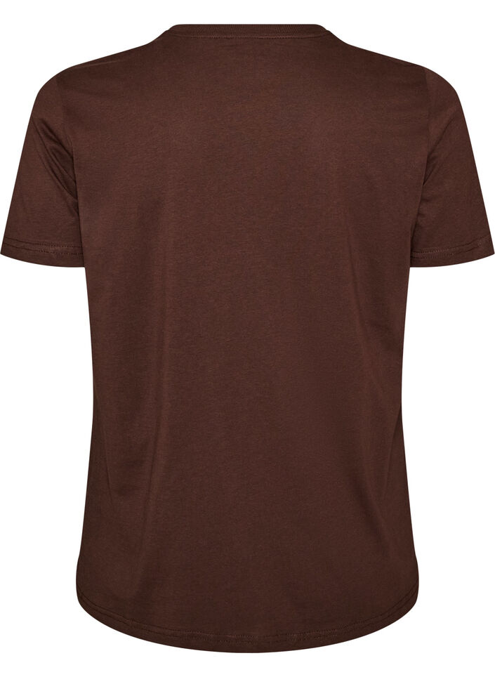 Cotton T-shirt with front print, Brown, Packshot image number 1