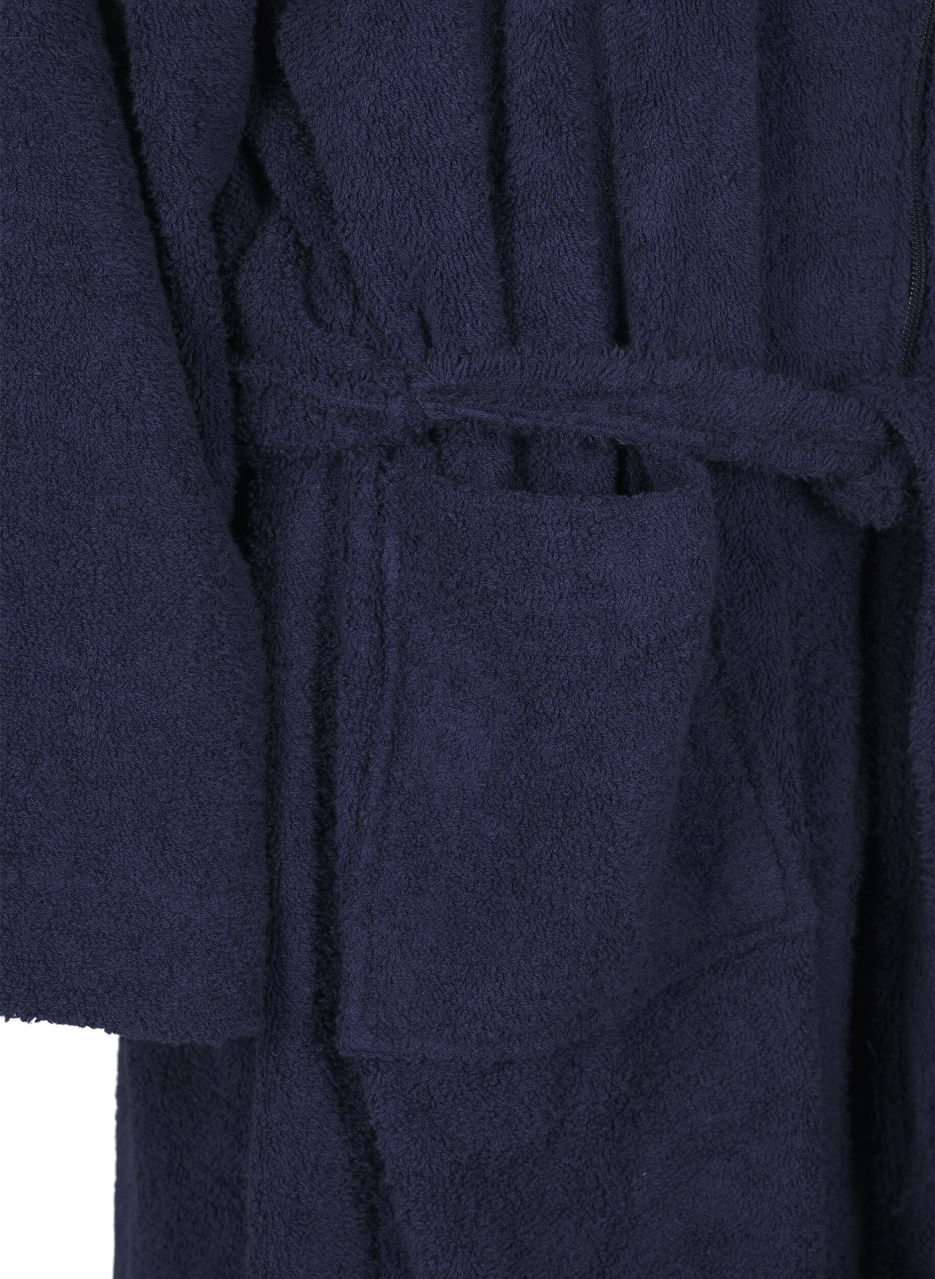 Zizzifashion Terry bathrobe with a zipper, Navy Blazer, Packshot image number 3