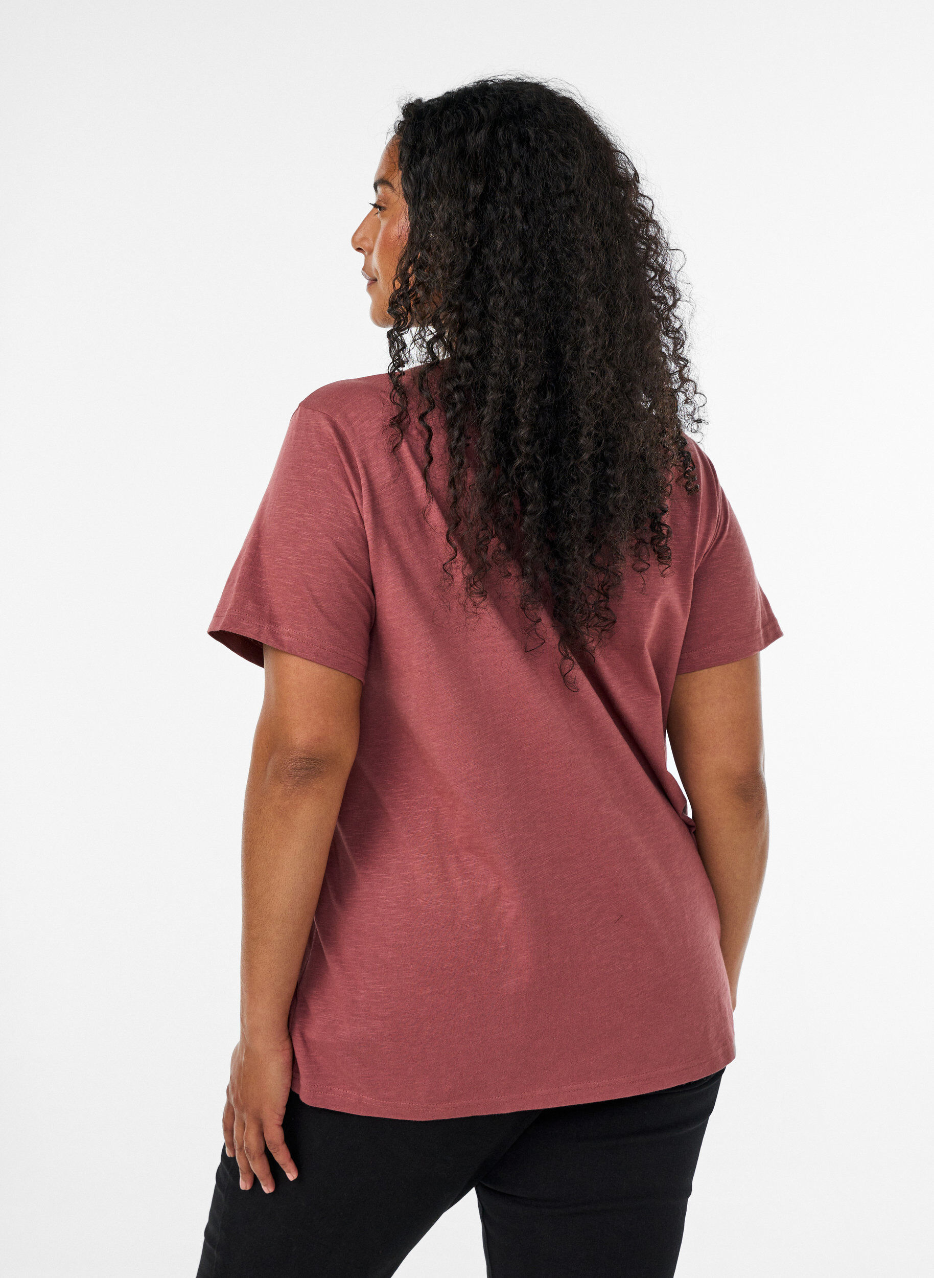 ZizzifashionT-shirt with button detail, Brown, Model image number 2