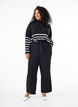 Loose trousers with high waist and tie belt, Black, Model image number 0