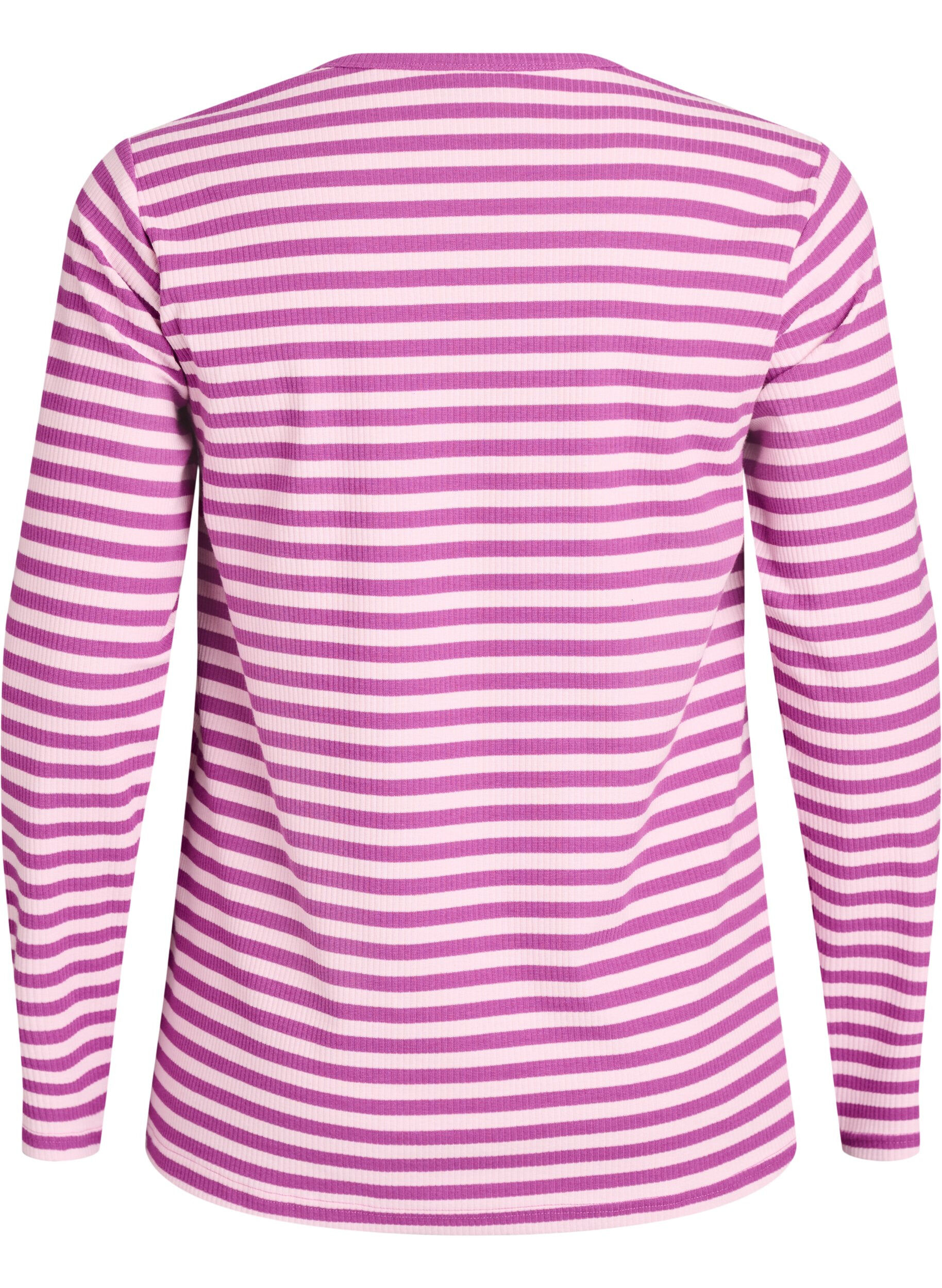 ZizzifashionStriped blouse with long sleeves, Purple, Packshot image number 1