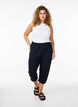 3/4 length jersey trousers with high waist, Black, Model image number 0