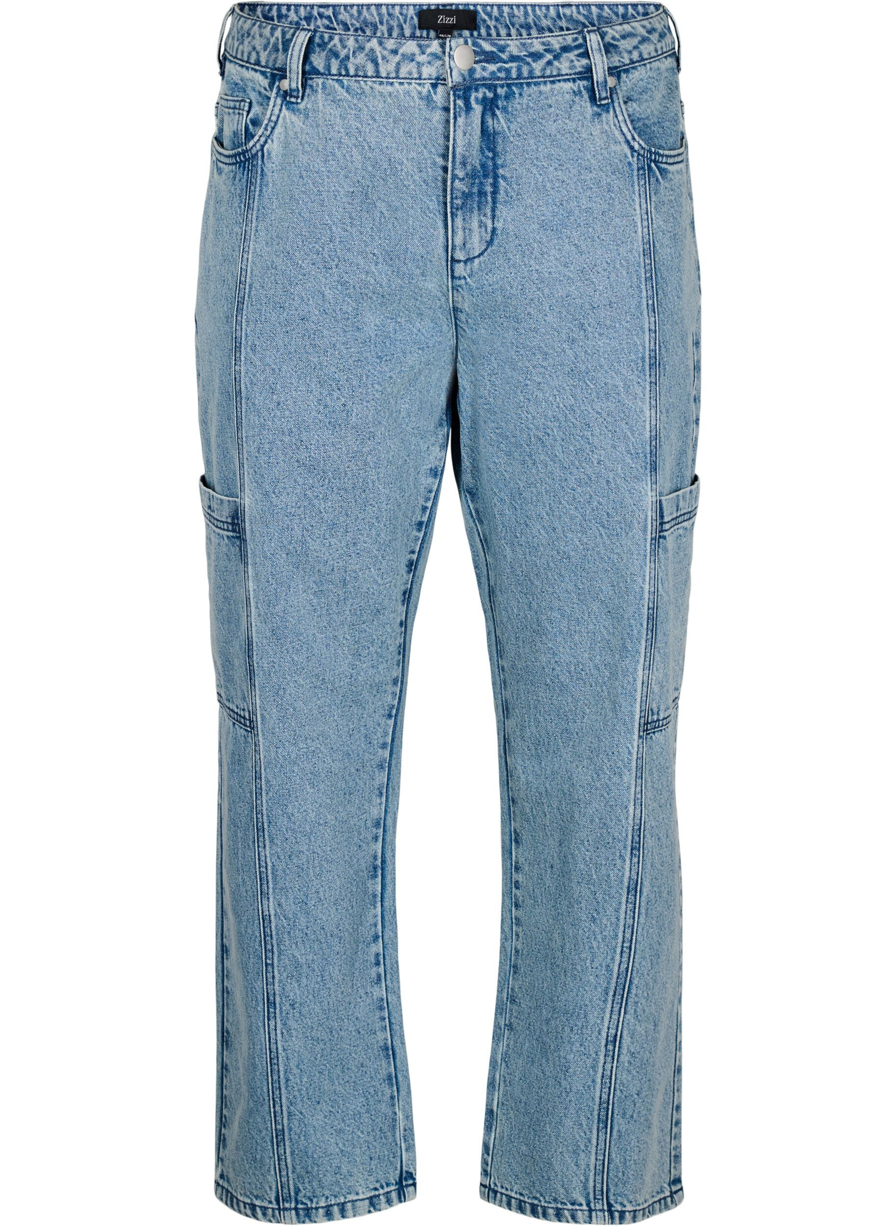 Zizzifashion High-waisted cargo jeans, Light Blue, Packshot image number 0