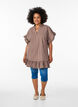 Tunic with V-neck and ruffle details, Brown, Model image number 1