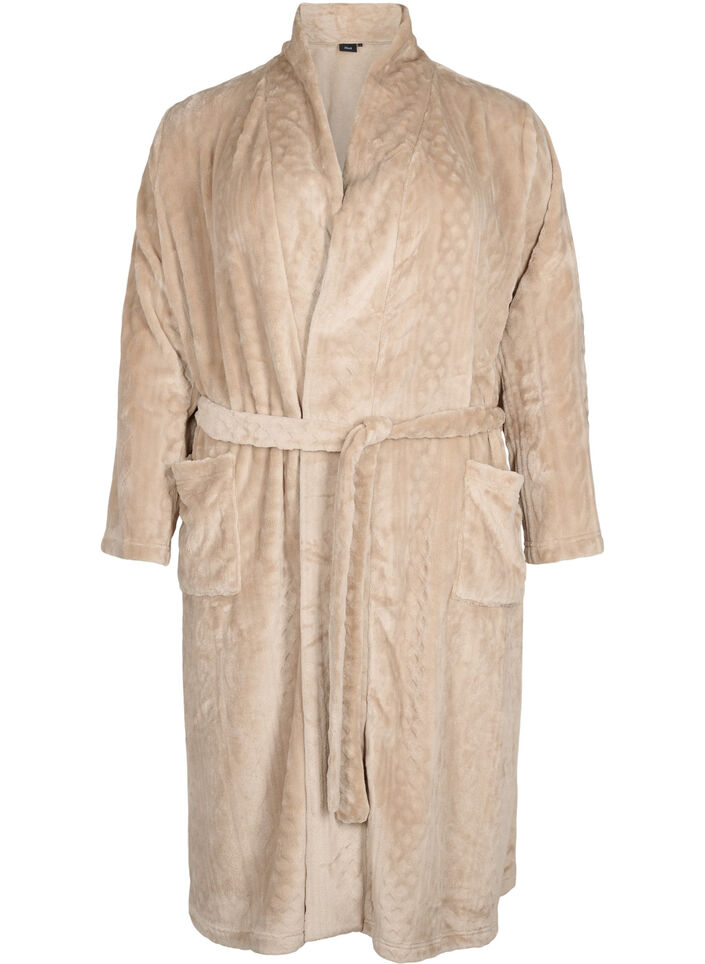 Dressing gown with pockets, Natural, Packshot image number 0