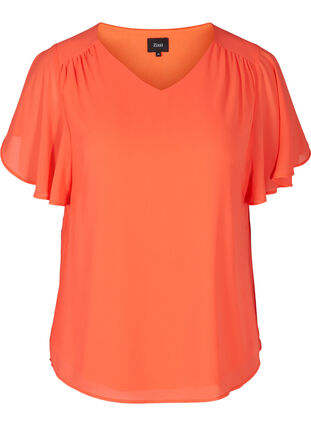 Short-sleeved blouse, Living Coral, Packshot image number 0