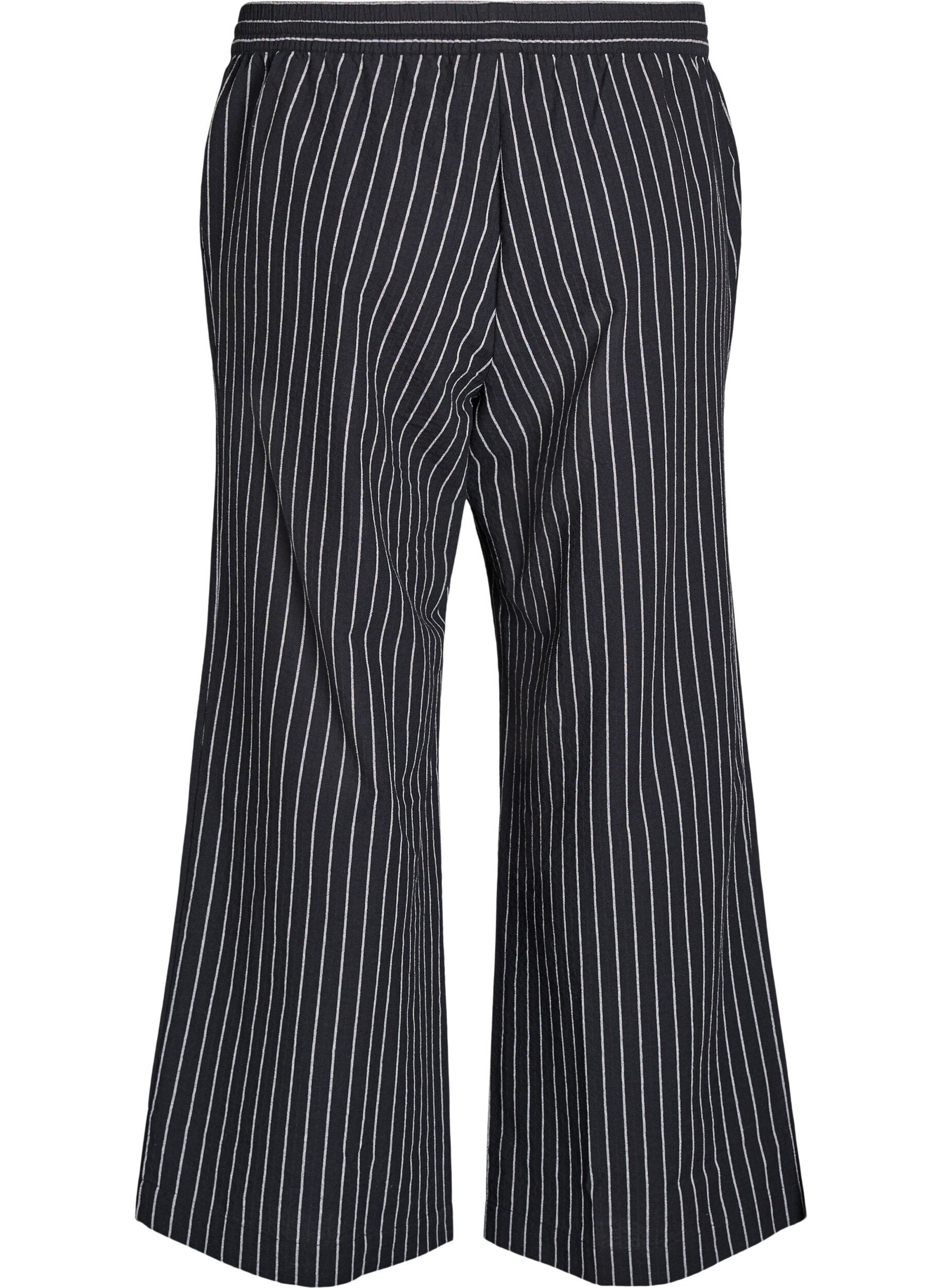 Zizzifashion Loose trousers with high waist and pockets, Black, Packshot image number 1