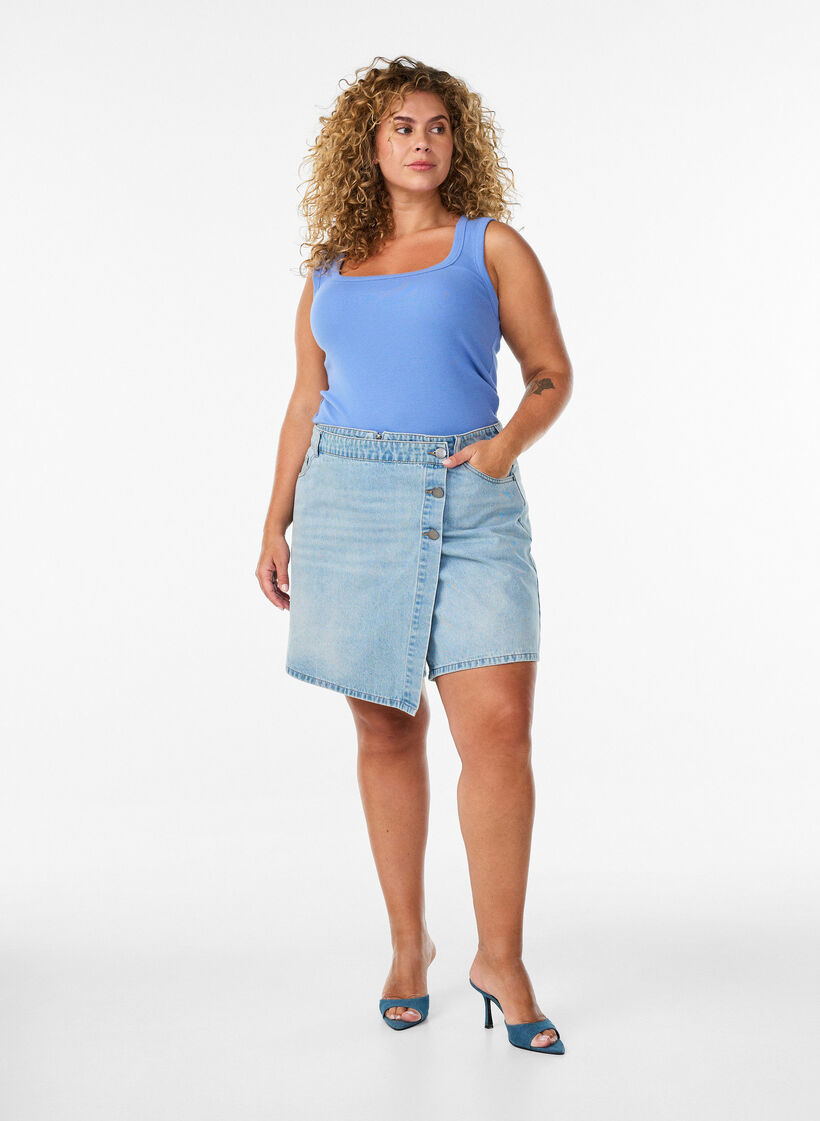 Rib top with square neckline, Purple, Model image number 1
