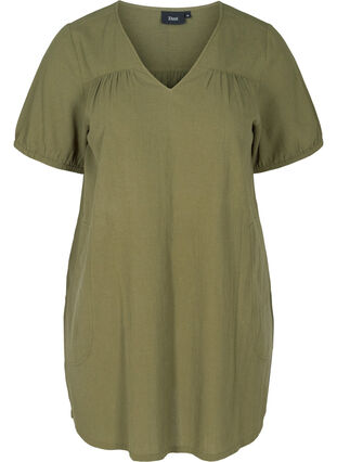Short-sleeved tunic in cotton, Ivy Green, Packshot image number 0