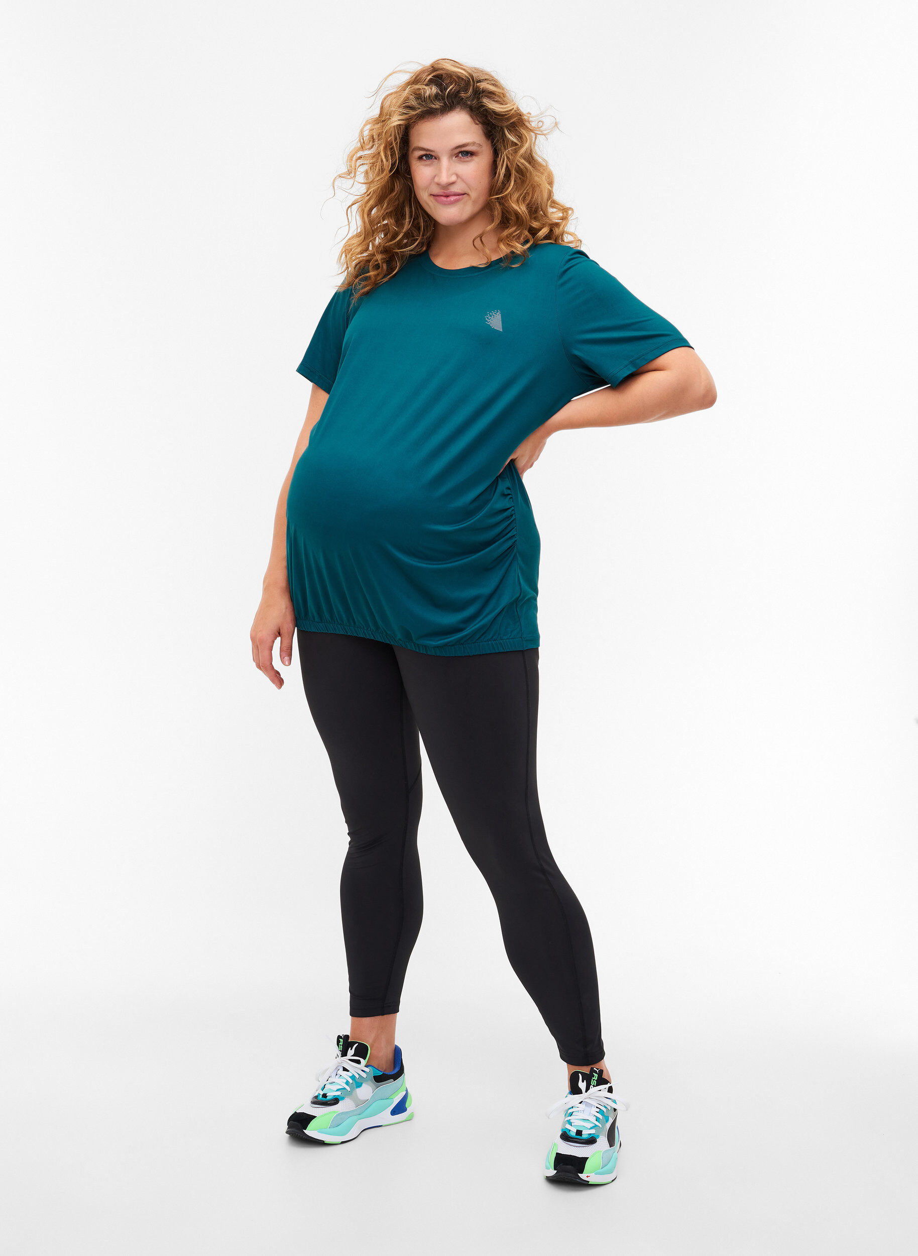 Zizzifashion Maternity gym t-shirt, Deep Teal, Model image number 2