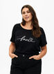 Crew neck cotton T-shirt with print, Black W. Love, Model image number 0