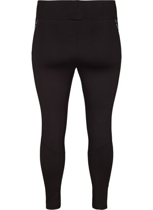 Cropped exercise tights with print details on the side, Black, Packshot image number 1