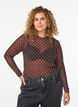 Mesh blouse with dots, Brown, Model image number 0