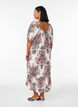 Long dress with a square neckline and floral motifs, Vanilla, Model image number 1