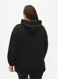 Sporty hooded sweatshirt, Black, Model