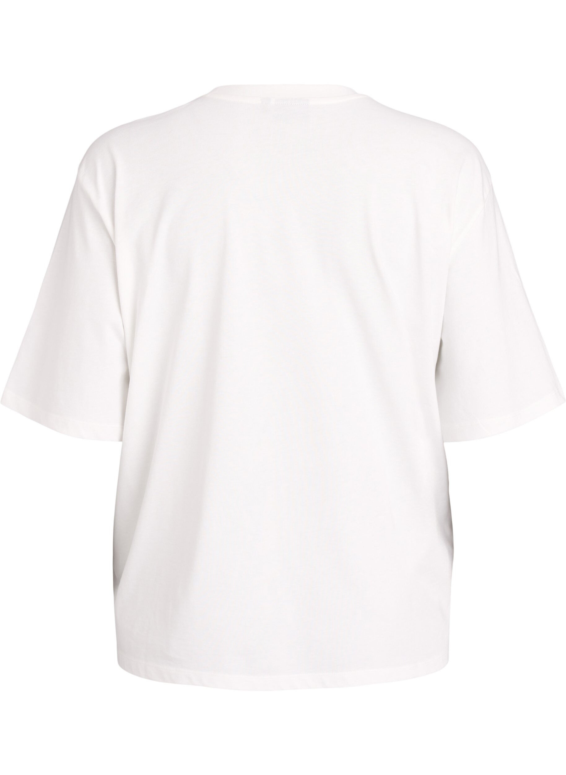 Zizzifashion Cotton t-shirt with lace detail on the front, White, Packshot image number 1