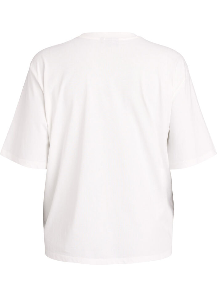 Cotton t-shirt with lace detail on the front, White, Packshot image number 1