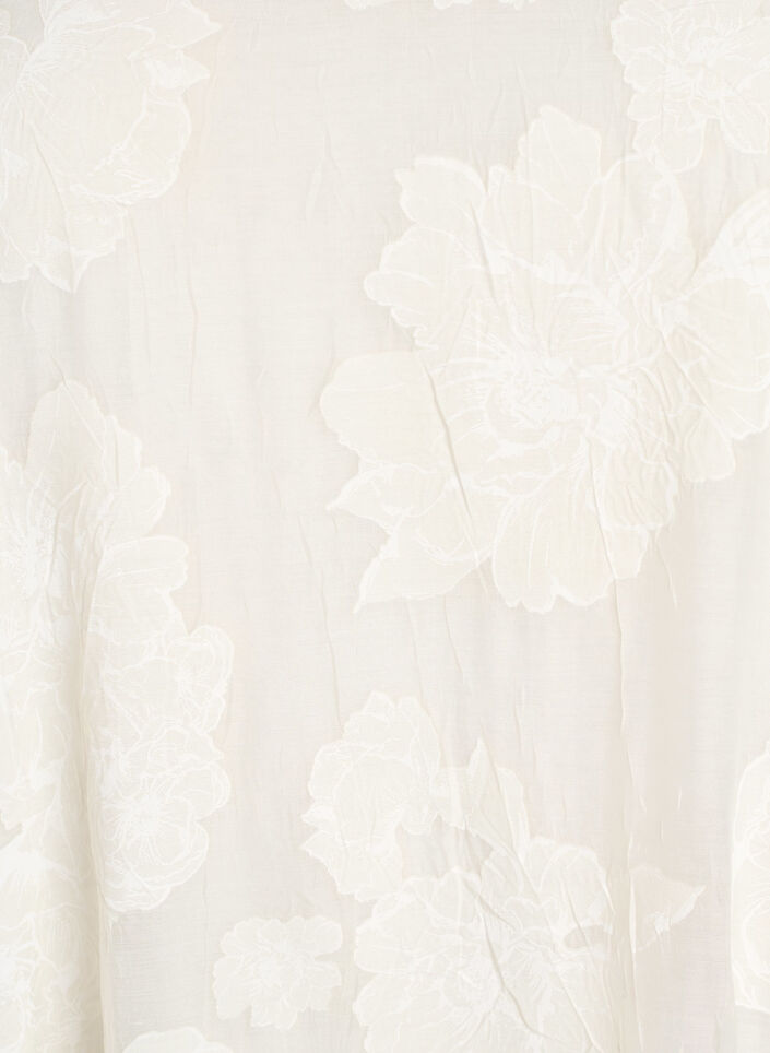 Midi dress with a floral print and sheer 3/4 sleeves, Beige, Packshot image number 2