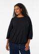 Blouse with texture and 3/4 sleeves, Black, Model image number 0
