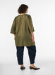 Shiny tunic with a V-neck and 3/4 sleeves, Green, Model image number 2