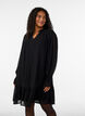Viscose dress with ruffles and sheer sleeves, Black, Model image number 0