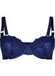 Balconette bra with lace and satin ribbon, Blue, Packshot image number 0