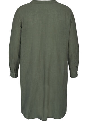 Cotton tunic with a v-neck, Thyme, Packshot image number 1